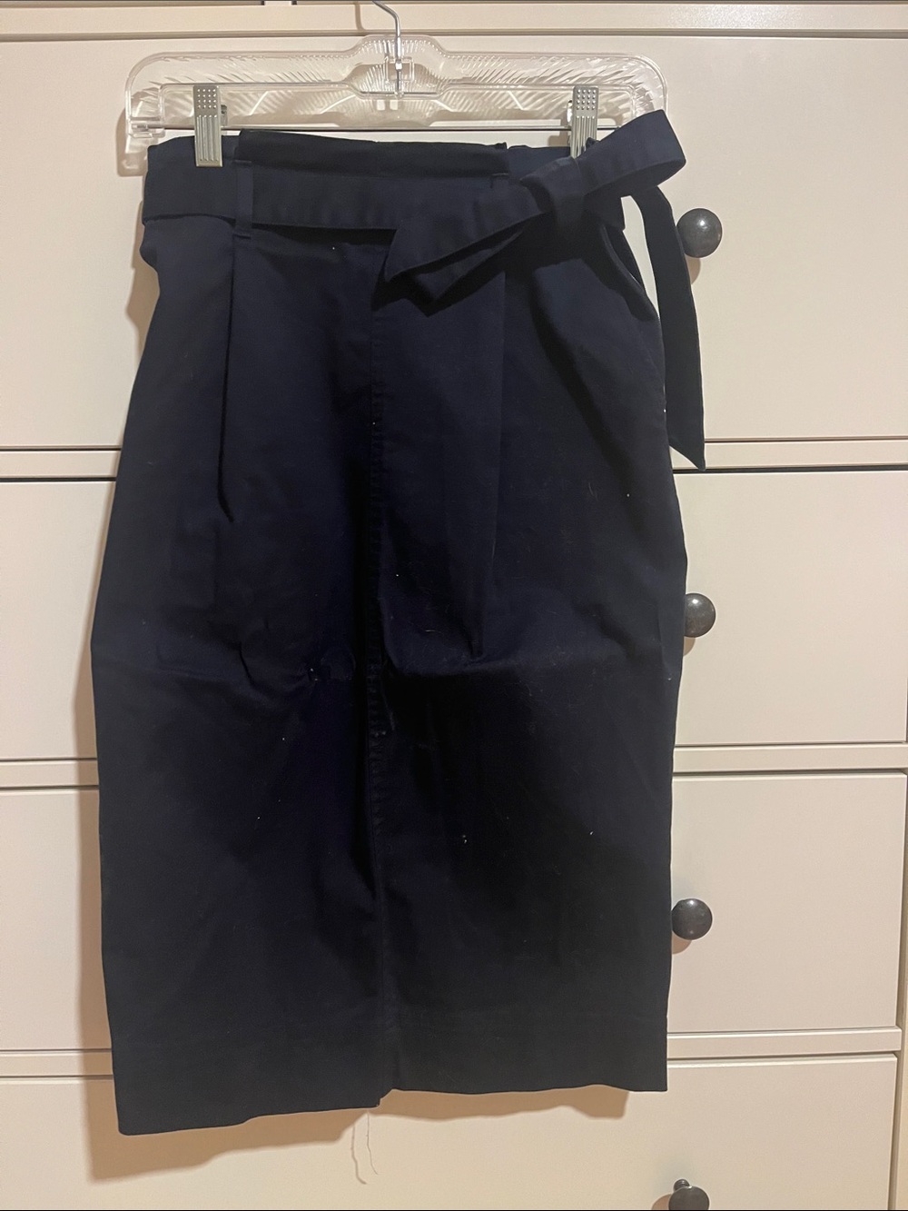 Uniqlo Navy High-Waist Pencil Skirt with Side Tie Detail